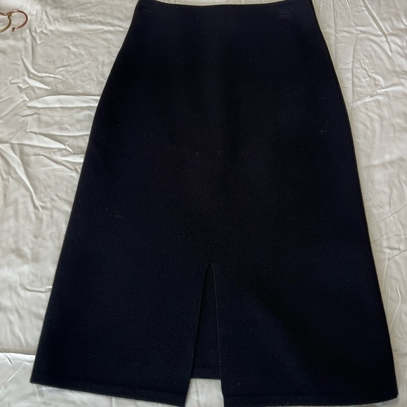 “A loves a” Black knit ribbed pencil midi straight classic skirt - Picture 7 of 9